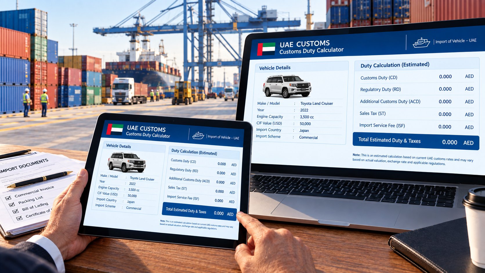 Calculating import duty and VAT for goods entering the UAE